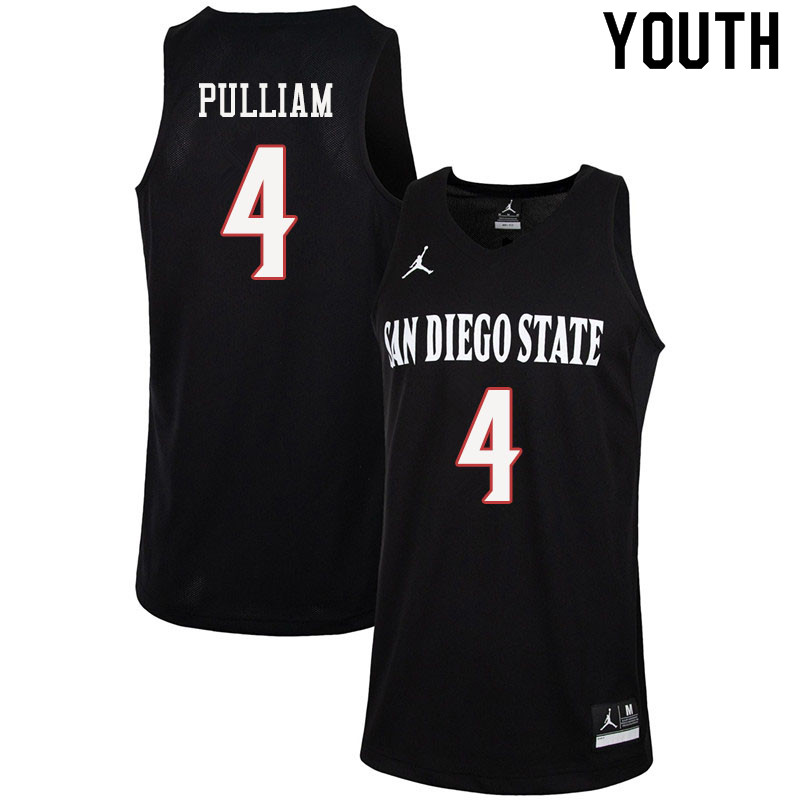 Jordan Brand Youth #4 Trey Pulliam San Diego State Aztecs College Basketball Jerseys Sale-Black